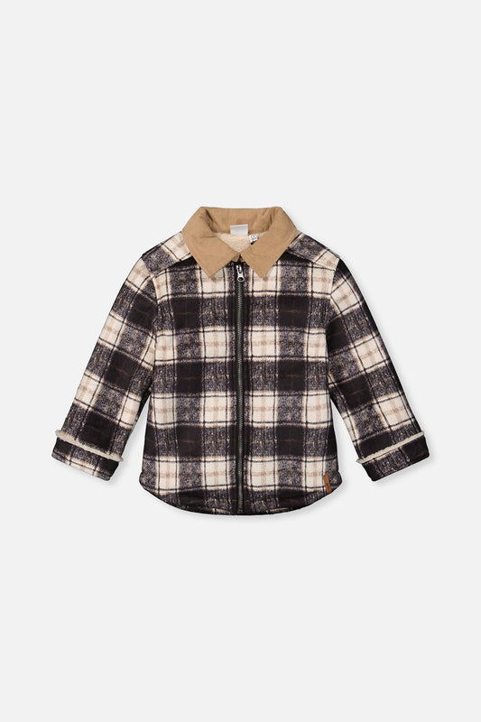 Brushed Plaid Zipped Jacket Blue And Beige Checks-0