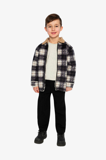 Brushed Plaid Zipped Jacket Blue And Beige Checks-4