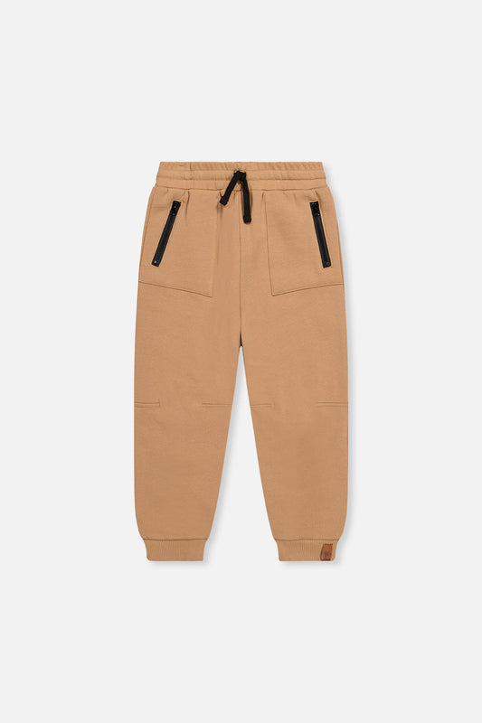 Fleece Sweatpants With Pockets Brown Tannin-0
