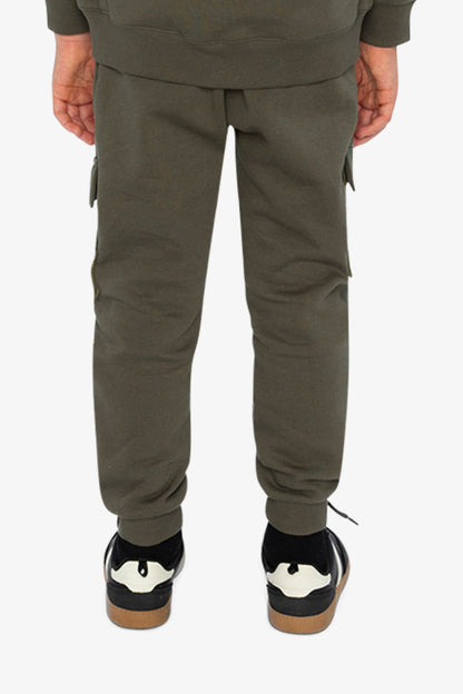Fleece Bi-Material Sweatpants With Pockets Green-4