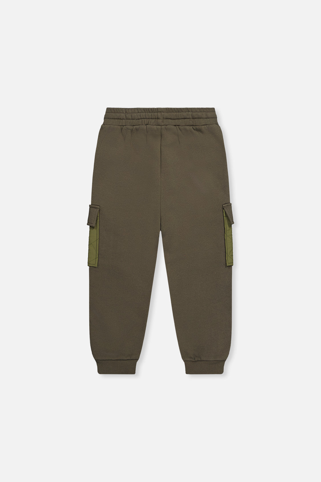 Fleece Bi-Material Sweatpants With Pockets Green-3