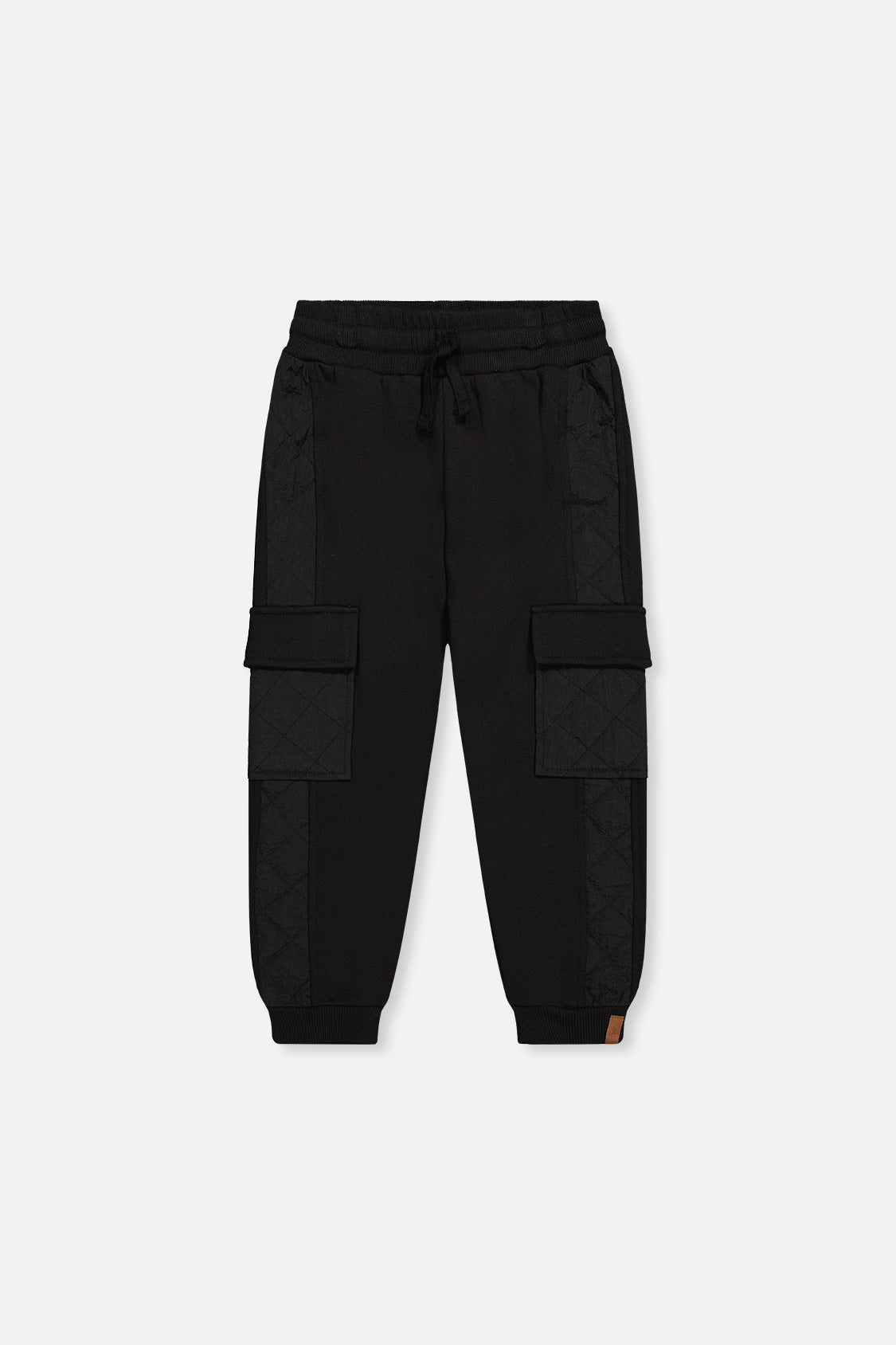 Fleece Bi-Material Sweatpants With Pockets Black-0