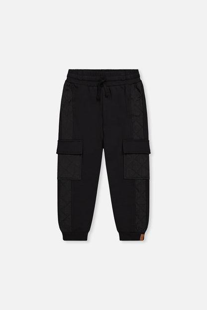 Fleece Bi-Material Sweatpants With Pockets Black-0