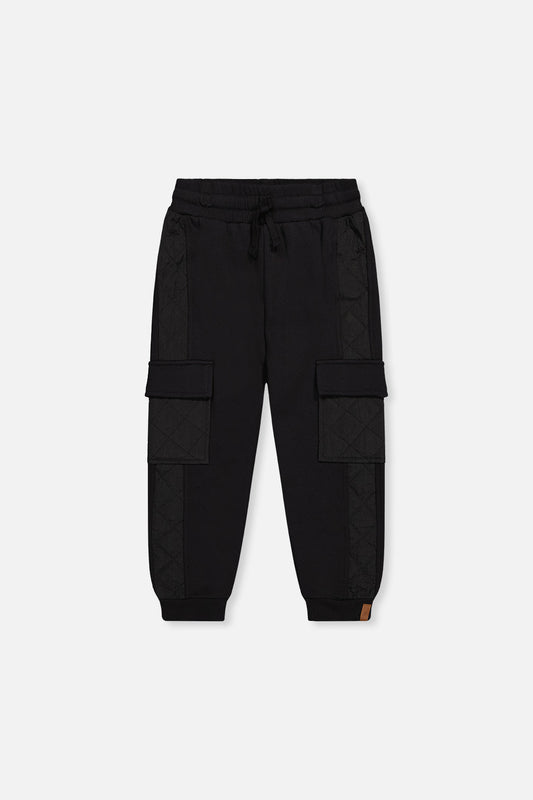 Fleece Bi-Material Sweatpants With Pockets Black-0