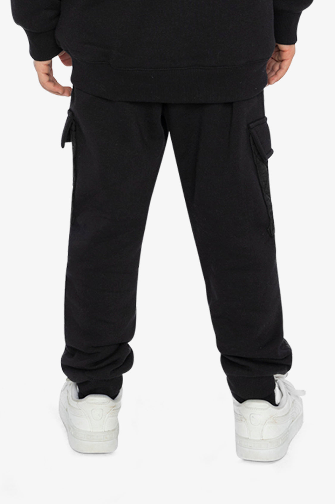 Fleece Bi-Material Sweatpants With Pockets Black-3