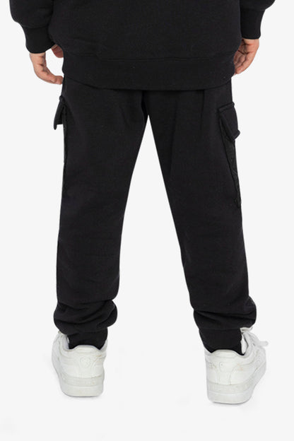 Fleece Bi-Material Sweatpants With Pockets Black-3