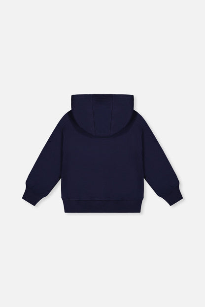 Fleece Hooded Sweatshirt Dark Blue-3
