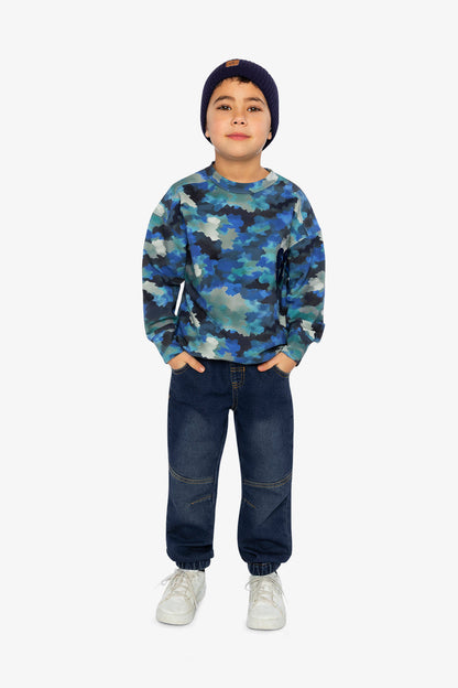 Fleece Sweatshirt Blue And Grey Camouflage-4