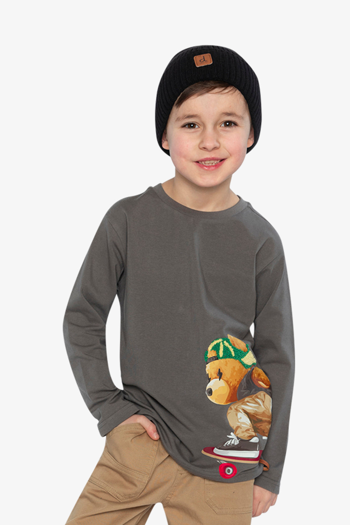 Long Sleeve Organic Cotton T-Shirt Dark Grey-1
