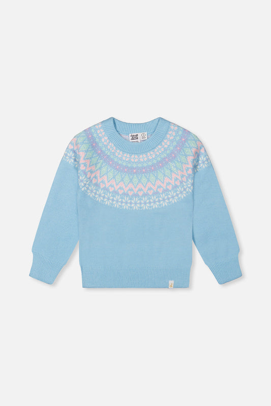 Knit Sweater With Nordic Jacquard Light Blue-0