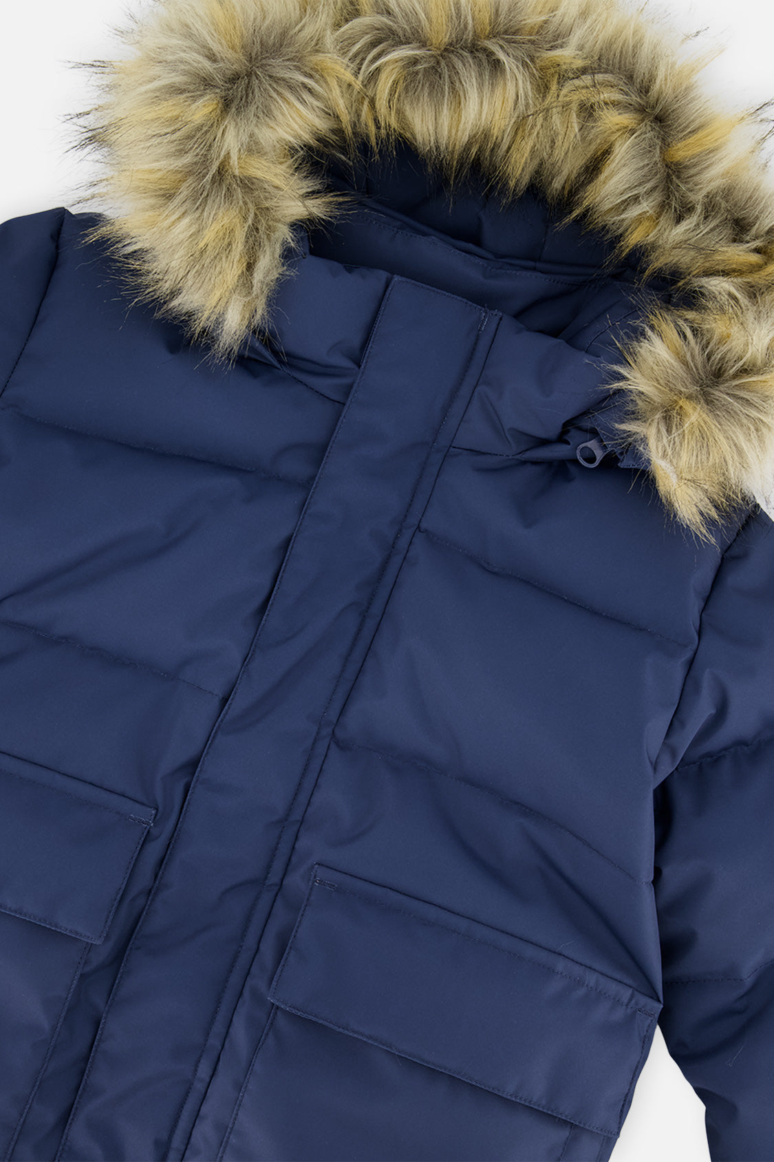 Winter Jacket With Faux-Fur Hood Dark Blue-2