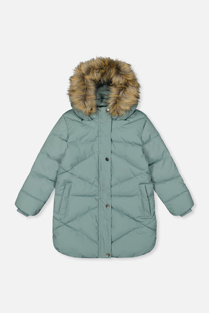 Long Winter Puffer Coat Sage Green-0