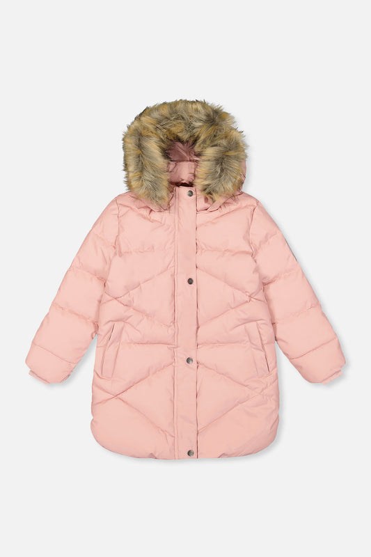 Long Winter Puffer Coat Pale Dusty Pink-0