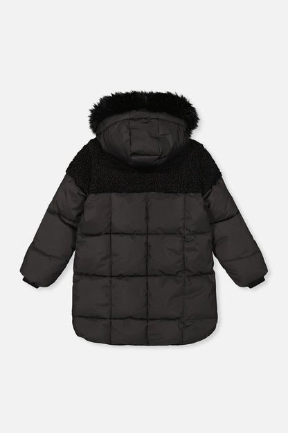 Long Winter Puffer Coat Black-1