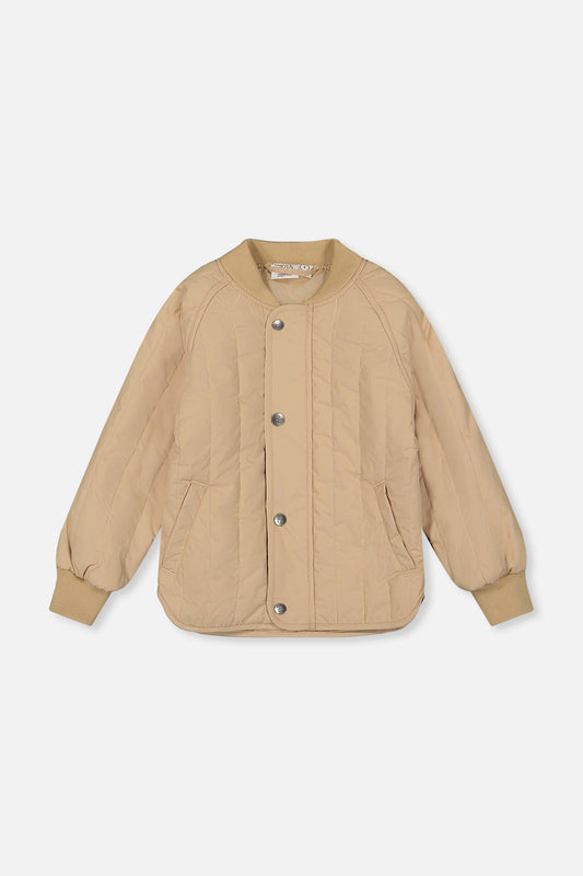 Quilted Raglan Sleeve Jacket Beige-0