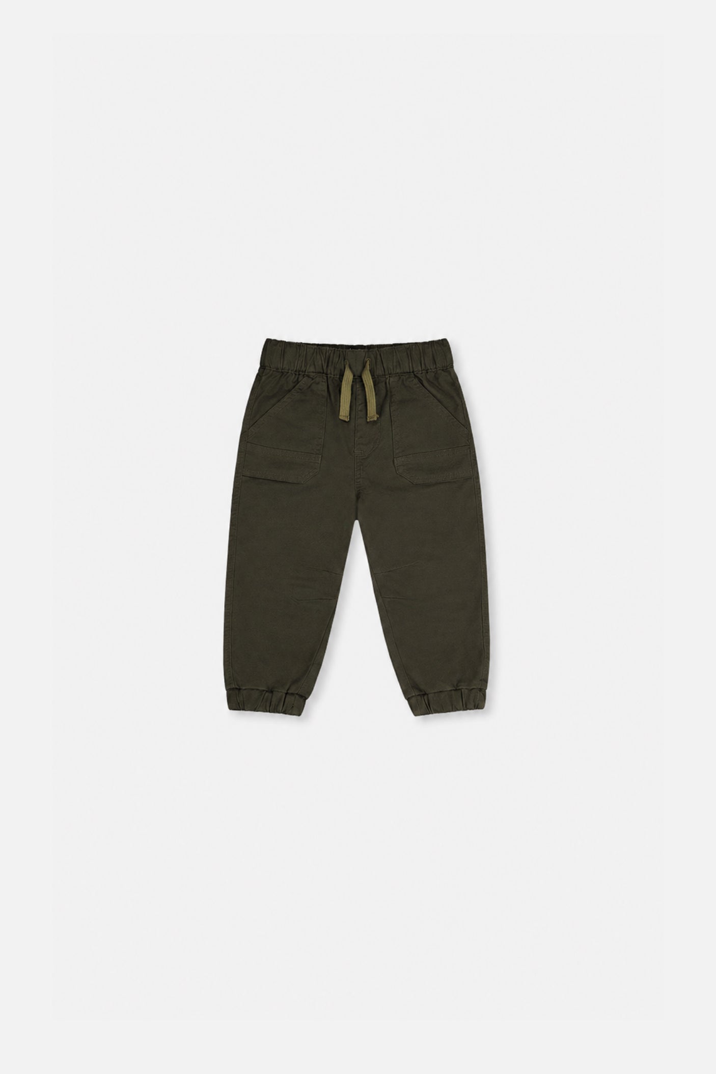 Baby Stretch Canvas Jogger Pants Very Dark Green-0
