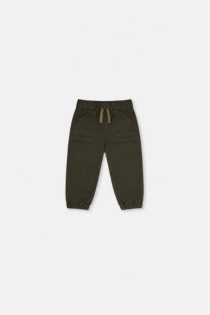 Baby Stretch Canvas Jogger Pants Very Dark Green-0