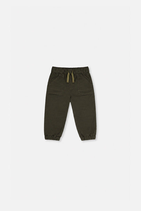 Baby Stretch Canvas Jogger Pants Very Dark Green-0
