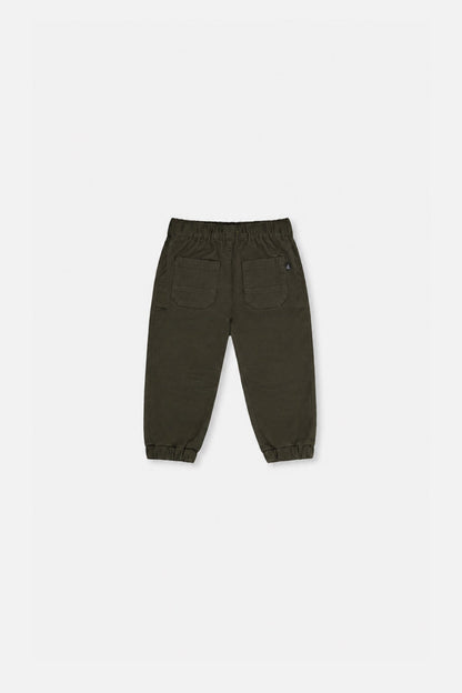 Baby Stretch Canvas Jogger Pants Very Dark Green-1