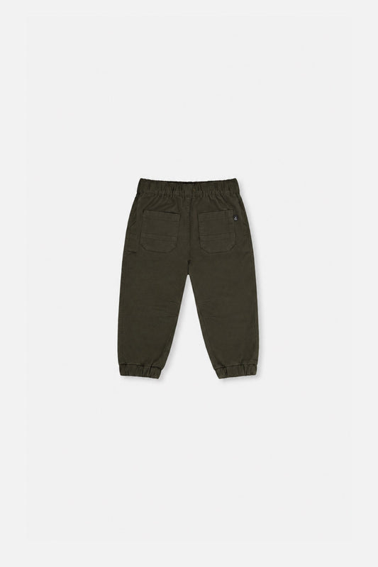 Baby Stretch Canvas Jogger Pants Very Dark Green-1