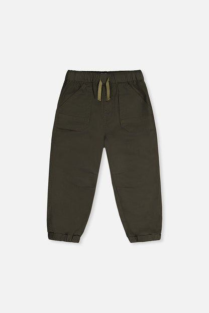 Stretch Canvas Jogger Pants Very Dark Green-0