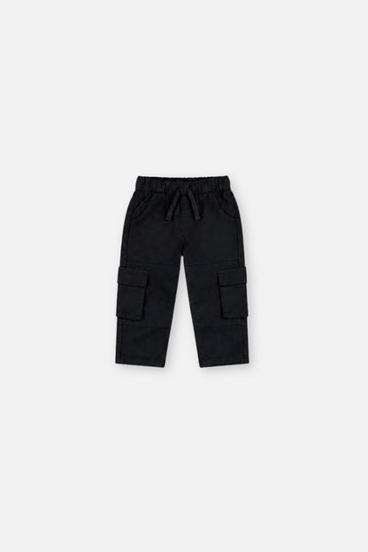 Baby Twill Pants With Cargo Pockets Dark Blue-0