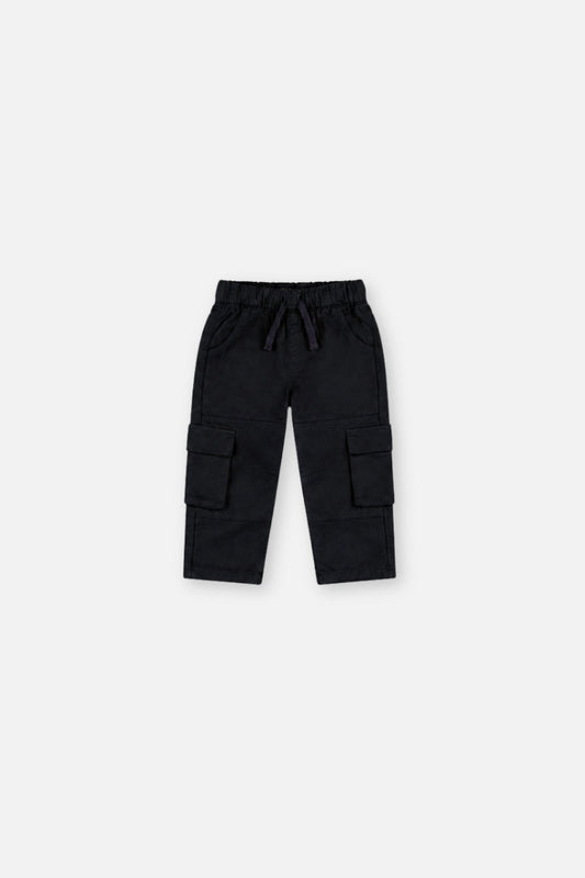 Baby Twill Pants With Cargo Pockets Dark Blue-0