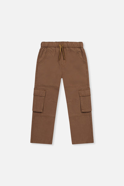 Twill Pants With Cargo Pockets Neutral Brown-0