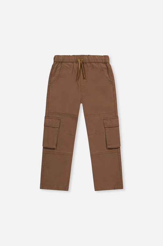 Twill Pants With Cargo Pockets Neutral Brown-0