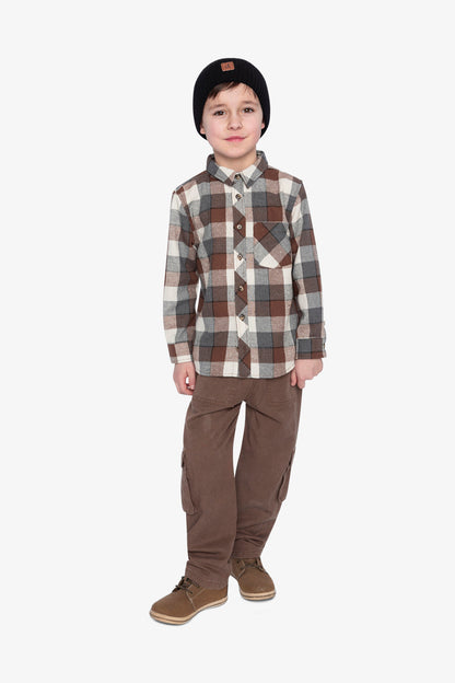 Twill Pants With Cargo Pockets Neutral Brown-4