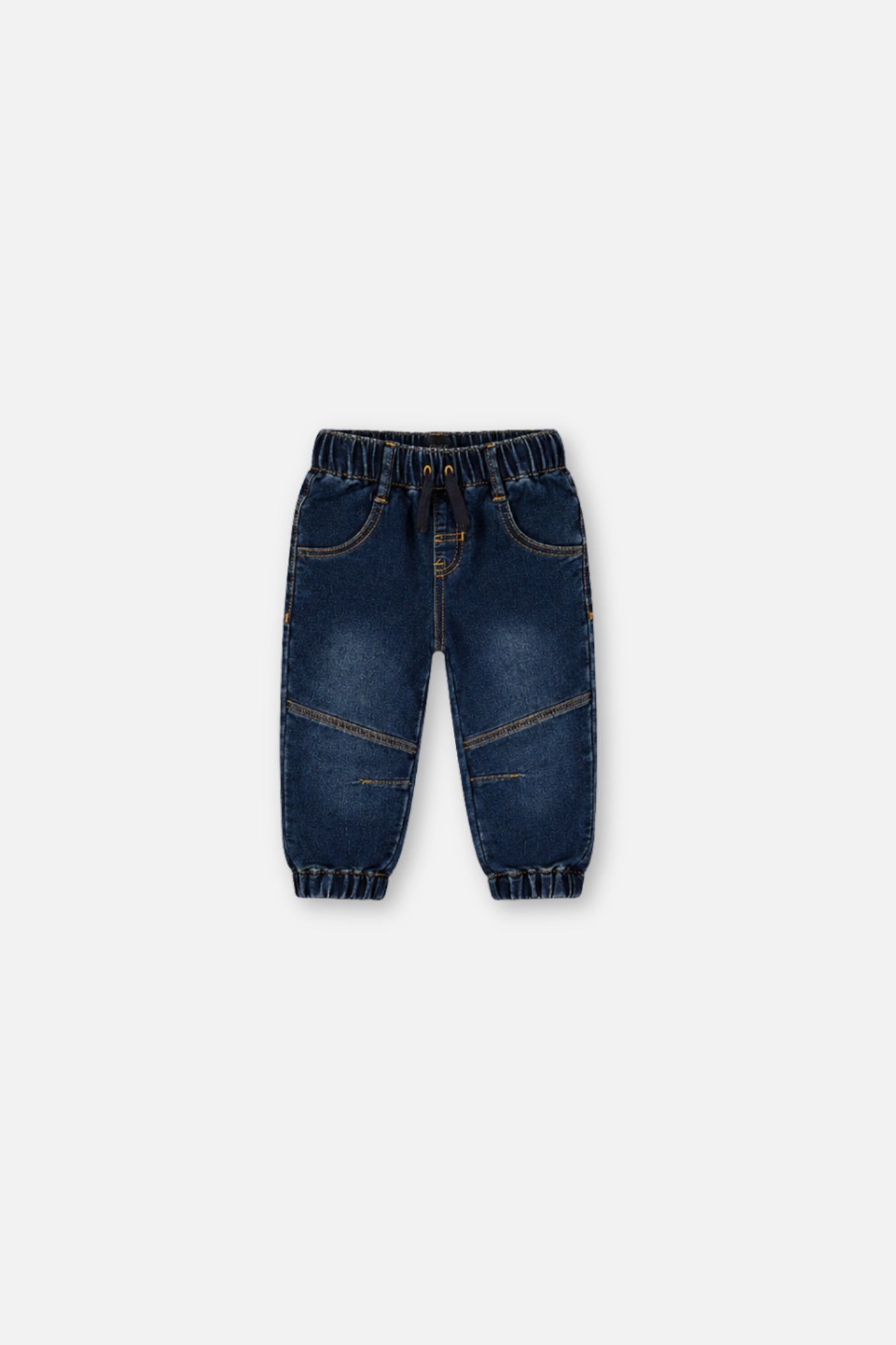 Baby French Terry Denim Jogger Pants Navy Blue-0