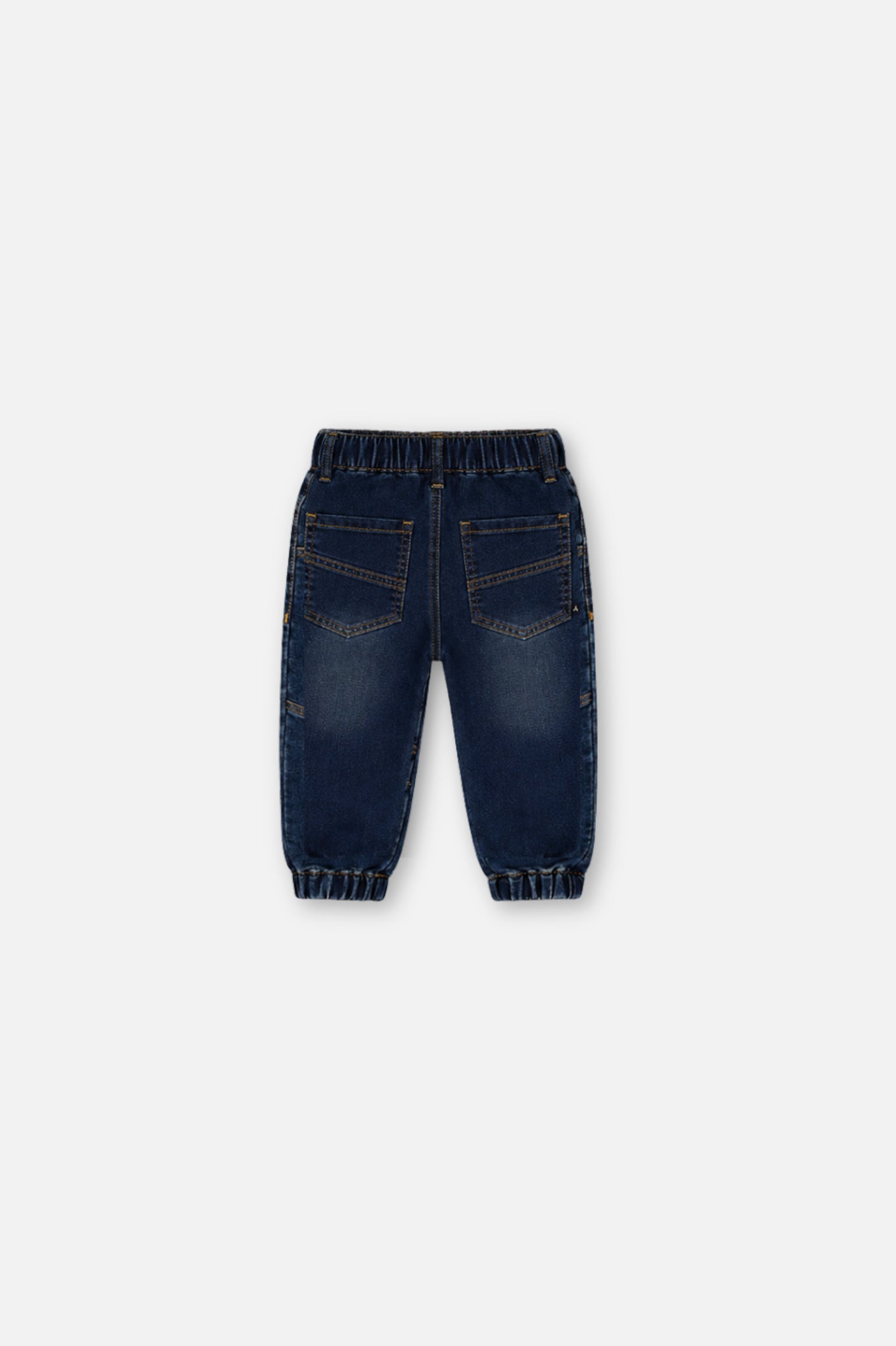 Baby French Terry Denim Jogger Pants Navy Blue-1