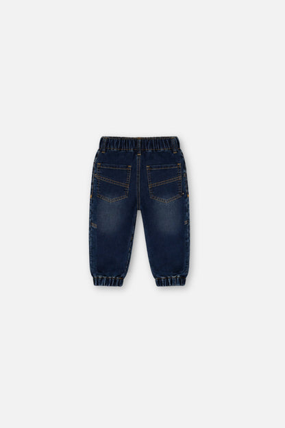 Baby French Terry Denim Jogger Pants Navy Blue-1