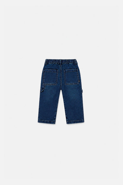 Baby French Terry Denim Pants Navy Blue-1