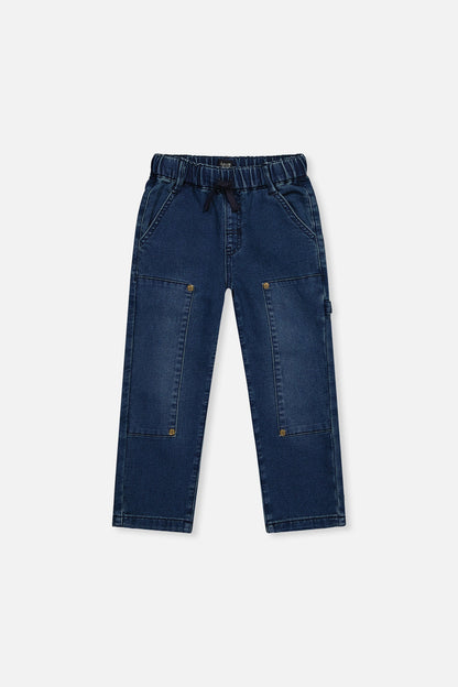 French Terry Denim Pants Navy Blue-0