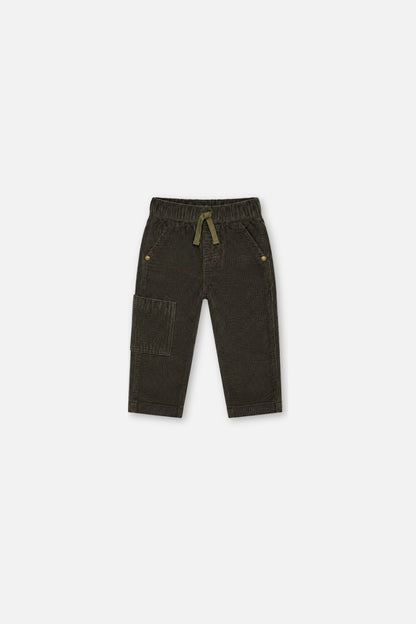 Baby Stretch Corduroy Pants With Cargo Pocket Dark Grey-0
