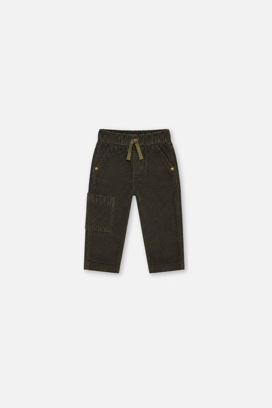 Baby Stretch Corduroy Pants With Cargo Pocket Dark Grey-0