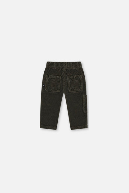 Baby Stretch Corduroy Pants With Cargo Pocket Dark Grey-1