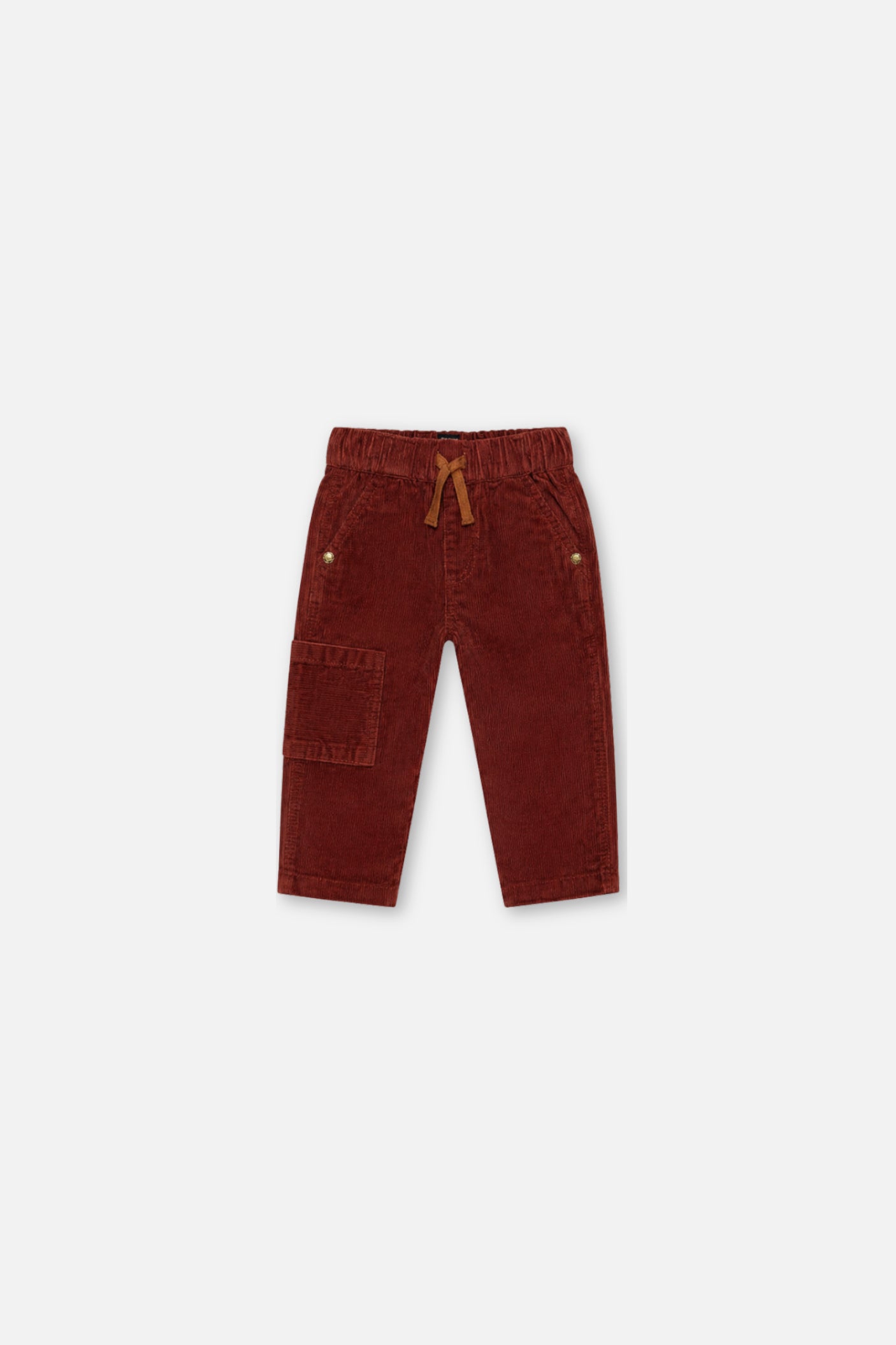 Baby Stretch Corduroy Pants With Cargo Pocket Reddish-Brown-0
