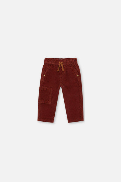 Baby Stretch Corduroy Pants With Cargo Pocket Reddish-Brown-0