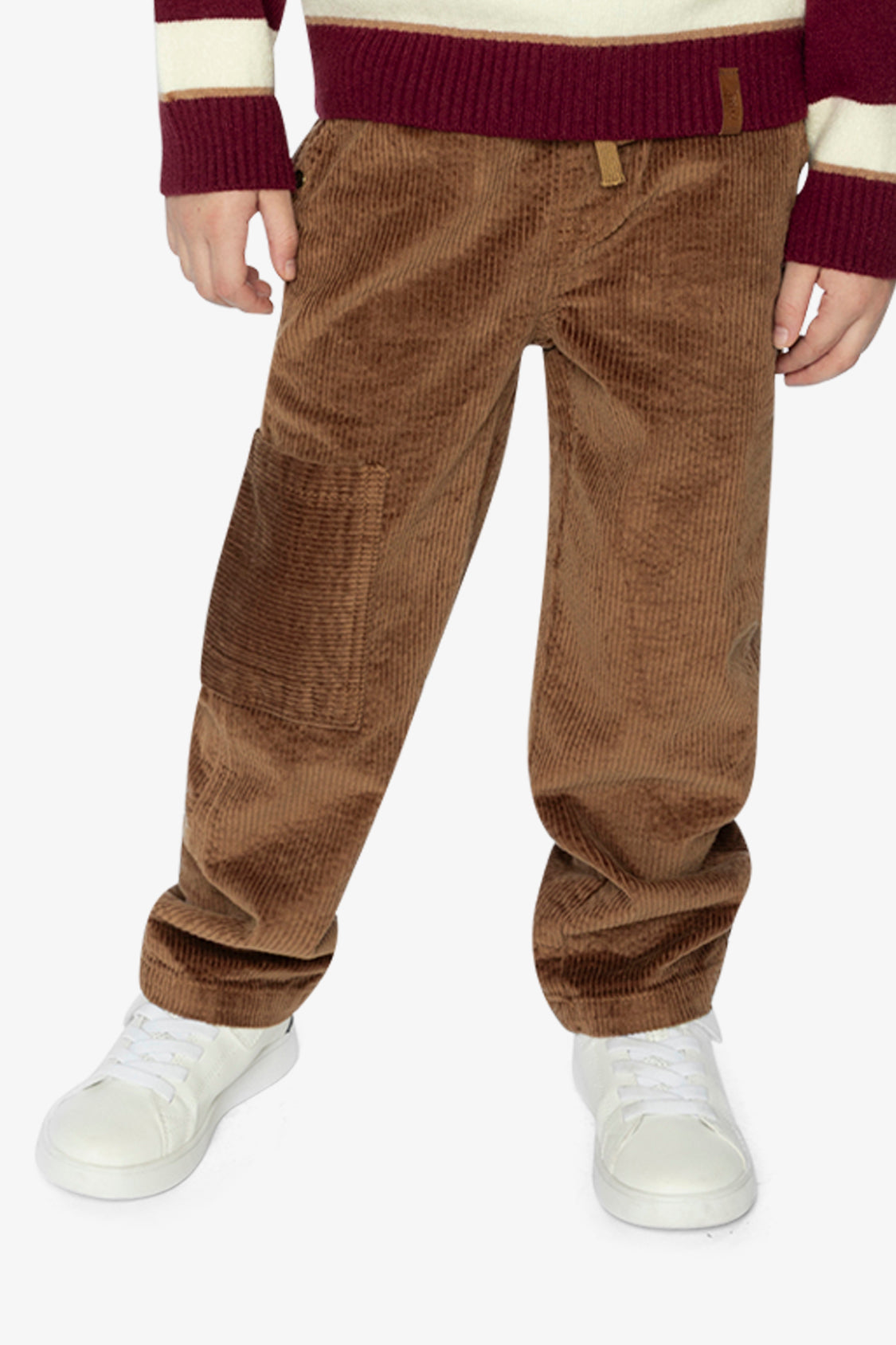 Stretch Corduroy Pants With Cargo Pocket Brown Sugar-1