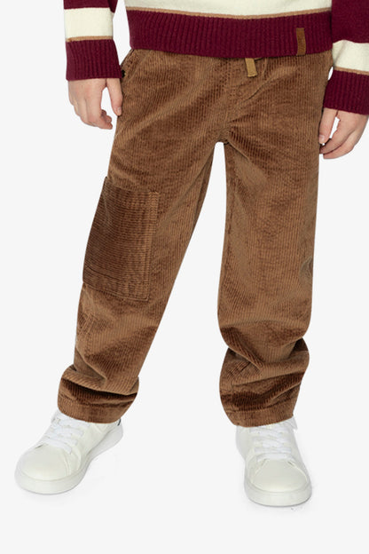 Stretch Corduroy Pants With Cargo Pocket Brown Sugar-1