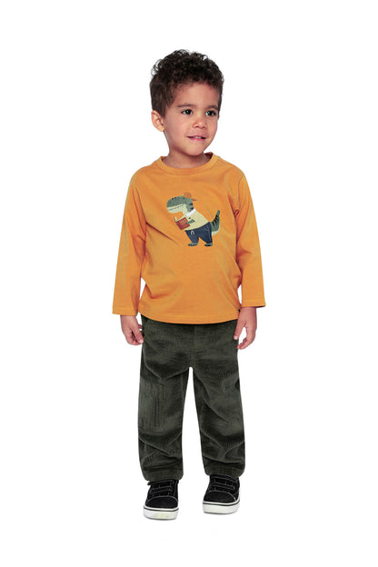 Stretch Corduroy Pants With Cargo Pocket Dark Grey-3