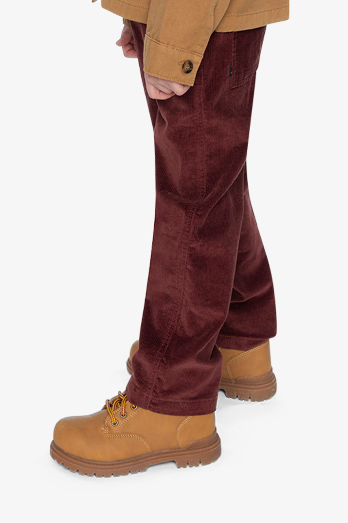 Stretch Corduroy Pants With Cargo Pocket Reddish-Brown-2