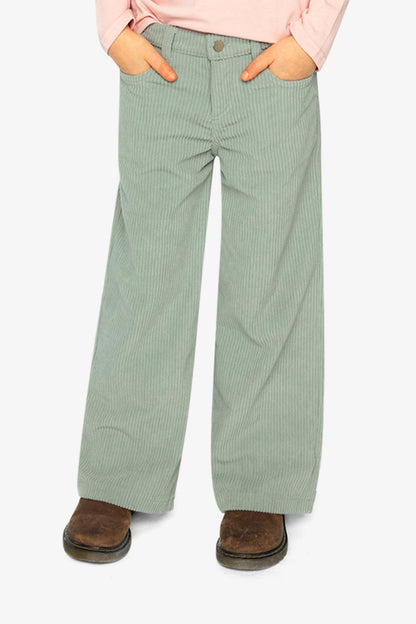 Stretch Corduroy Wide Leg Pants Pale Turquoise-1