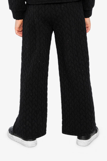 Wide Leg Jacquard Pants Black-3