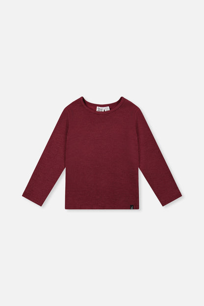Brushed Rib Crew Neck Top Reddish-Brown-0
