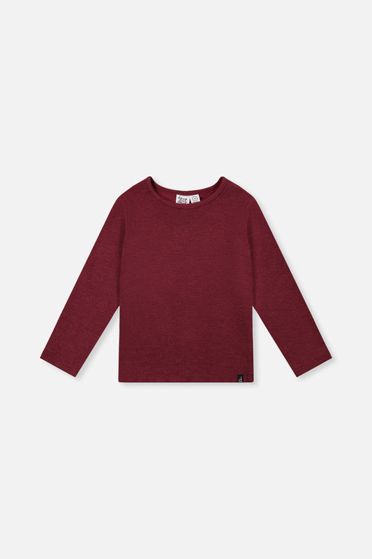 Brushed Rib Crew Neck Top Reddish-Brown-0
