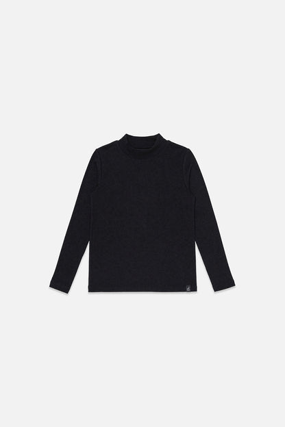 Brushed Rib Crew Neck Top Black-0