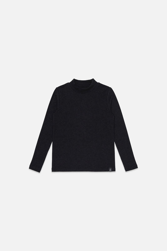 Brushed Rib Crew Neck Top Black-0